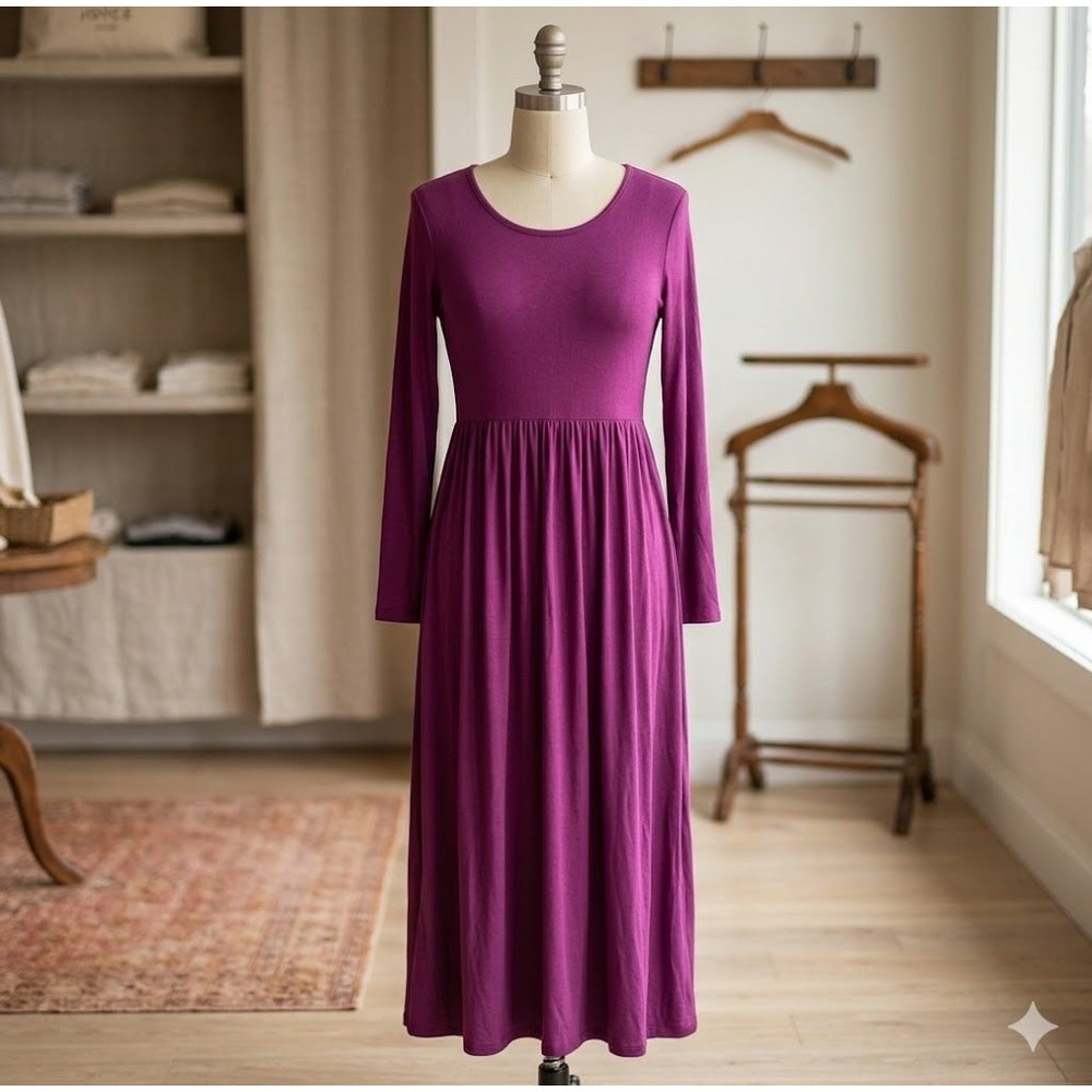Joan Rivers Womens Plum Purple Long Sleeve Empire Waist Maxi Dress XXSP